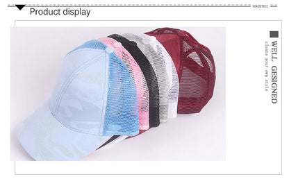Stylish Camo Print Women's Baseball Cap with Ponytail Hole  Breathable Mesh Adjustable Fit Perfect for Running Hiking Daily Wear