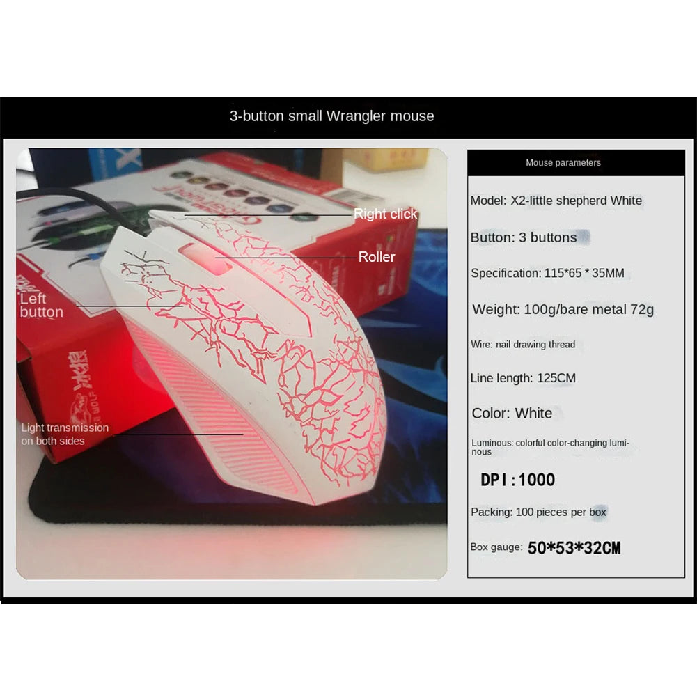 2400 DPI USB Wired Gaming Mouse LED Backlit Professional Gamer Mice Ergonomic Computer Mouse for PC Laptop Macbook