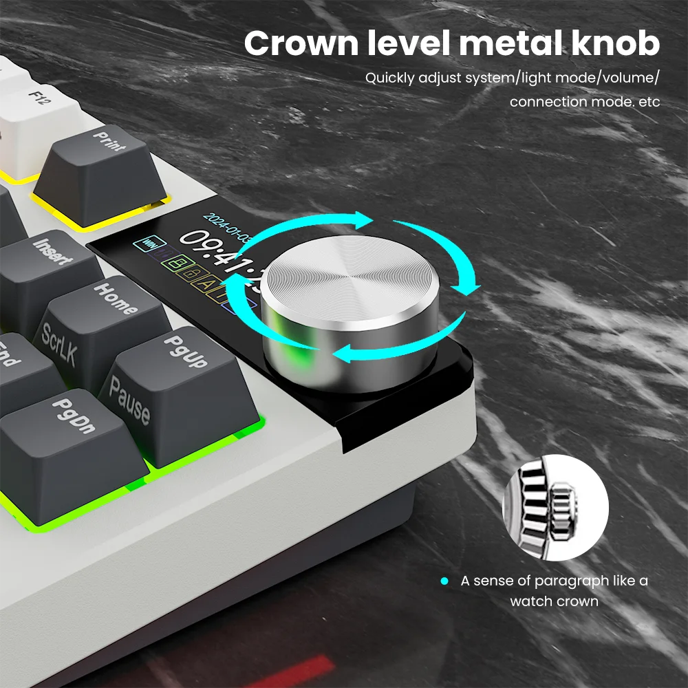 RK ROYAL KLUDGE S85 TFT Color Screen Mechanical Keyboard Tri Mode Wireless 85 Keycaps Hot-Swappable Gamer Keyboard RGB Backlit