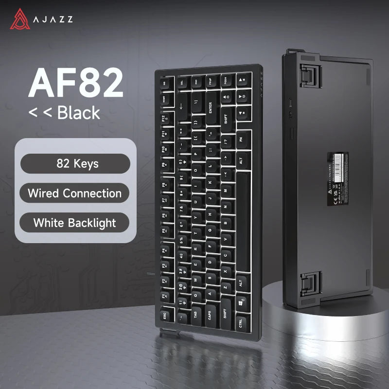 AJAZZ AF82 Office Low-Profile-Tastatur RGB kabelgebundene/kabellose Gaming-Tastatur 75%-Layout 82 Tasten 4000mAh Akku für Win/Mac
