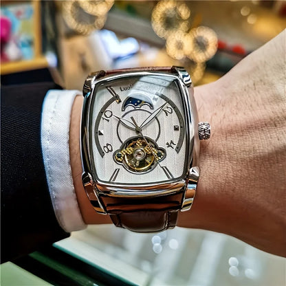 [Reloj mecánico de lujo con tourbillon] Reloj mecánico de lujo con tourbillon ligero para hombre: modelo de gama alta totalmente automático, con un moderno diseño «esqueleto», ideal para un atuendo profesional o