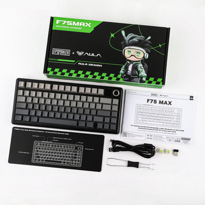 EPOMAKER X AULA F75 MAX Tastiera meccanica compatta 75% con layout ANSI, connessione cablata/Bluetooth/wireless 2.4GHz, schermo TFT e manopola