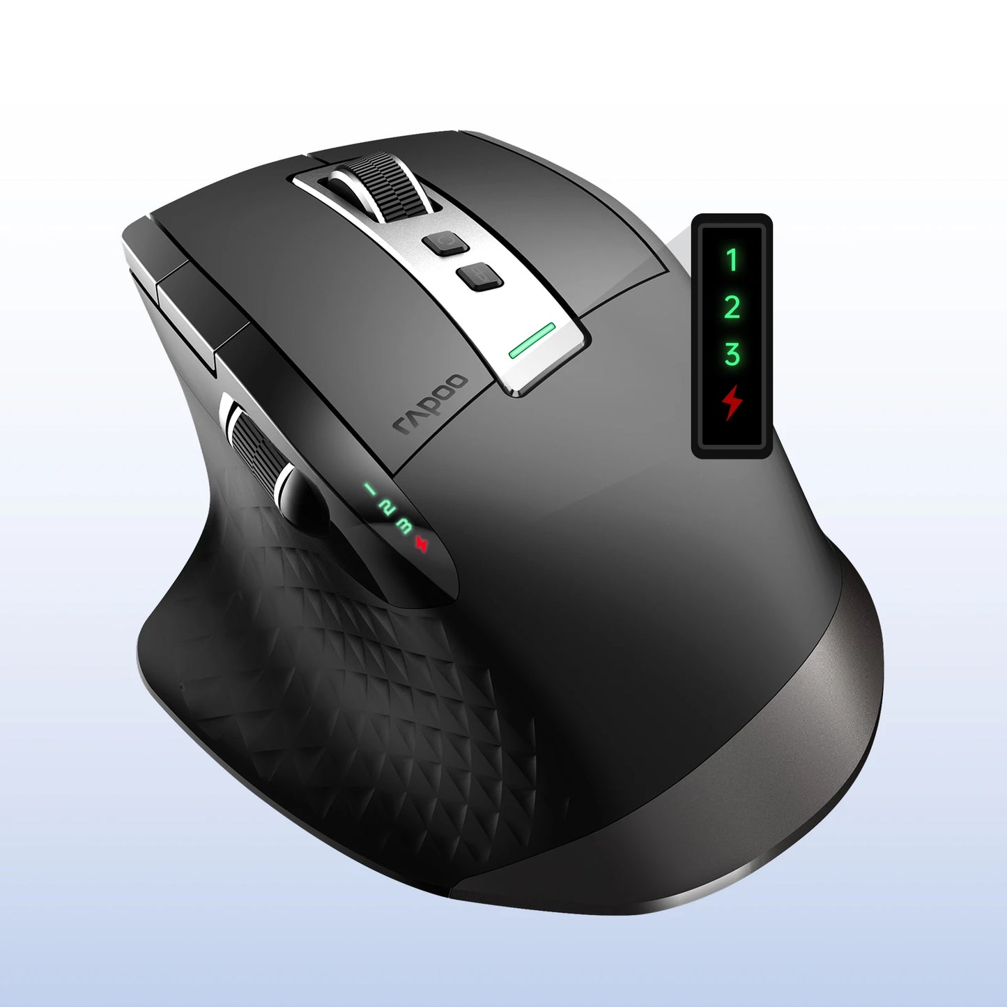Rapoo MT710L Multi-Mode Rechargeable Wireless Bluetooth Mouse, Ergonomic 4000 DPI Wireless Mouse for Up to 4 Devices with Programmable Buttons