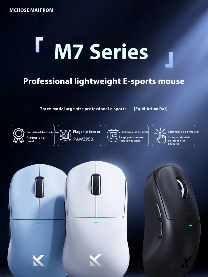 MCHOSE M7 Ultra ergonomska gaming miška PAW3950 Super Sensor TOPSPEED 8000Hz frekvenca poročanja, lahka zasnova, Realtek Master Mice