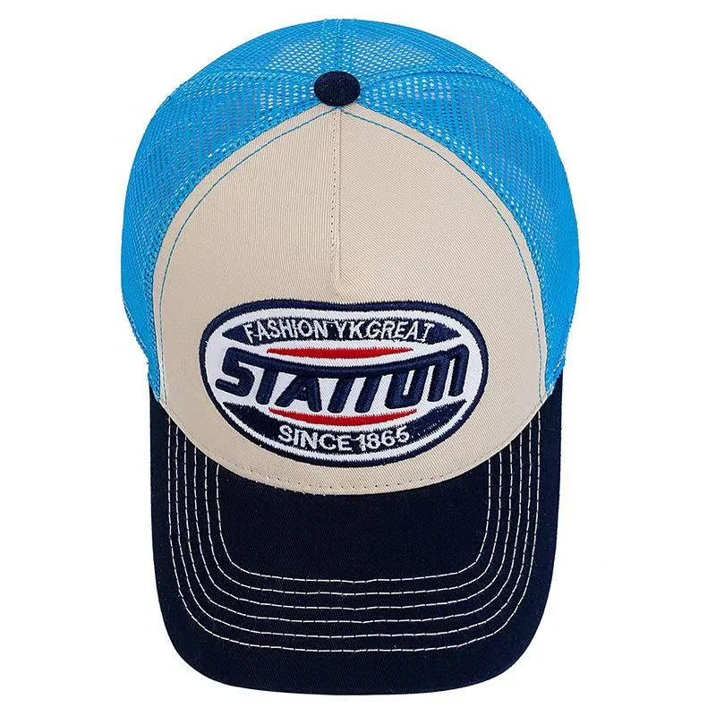 Styl: czapka baseballowa unisex, klasyczna czapka z siateczki STATION z nadrukiem literowym, dla mężczyzn i kobiet, oddychająca, czapka typu „trucker” na lato w stylu streetwear