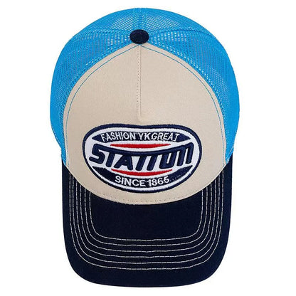 Styl: czapka baseballowa unisex, klasyczna czapka z siateczki STATION z nadrukiem literowym, dla mężczyzn i kobiet, oddychająca, czapka typu „trucker” na lato w stylu streetwear