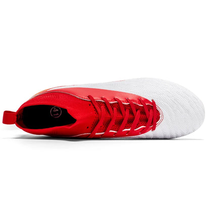 Chaussures de Football noires pour hommes, crampons AG/FG, bottes d'entraînement pour hommes, chaussures de Sport à cheville haute, baskets pour enfants et adultes 35-45