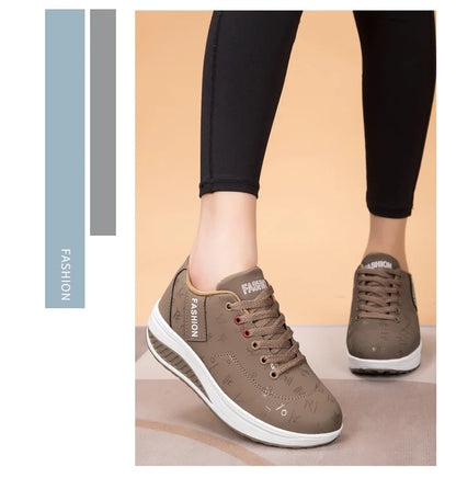 Women’s Outdoor Thick-Bottom Swinging Casual Shoes Fashion Platform Large 42 Flat-Bottom Walking Sports Shoes Walking and Running
