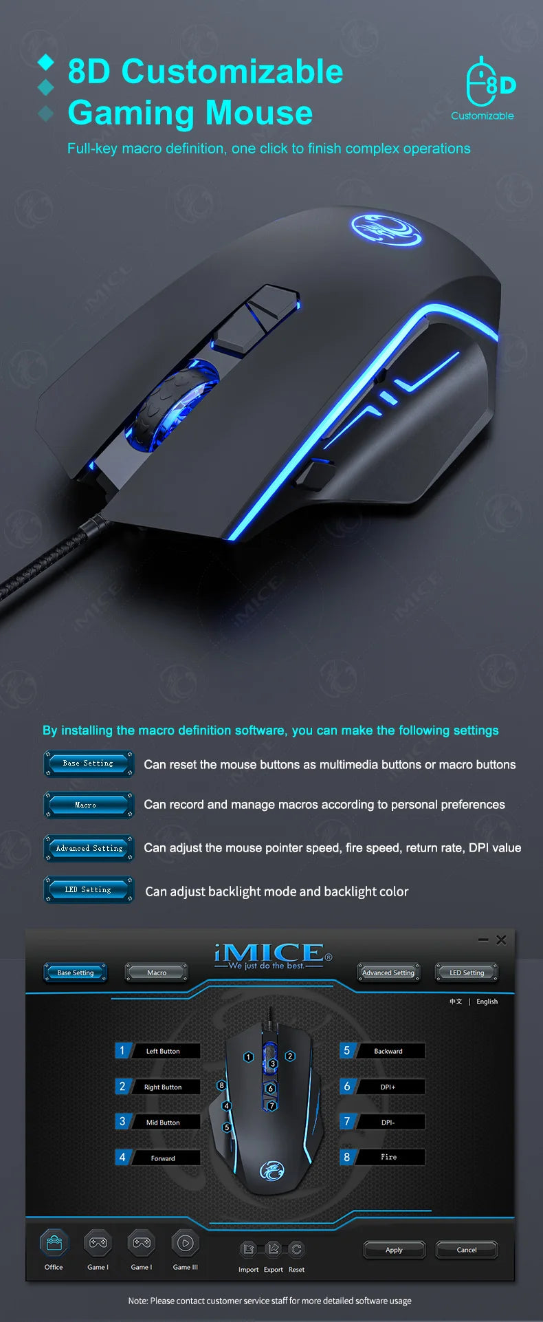 USB Wired Gaming Mouse, RGB Backlit Computer Mice, 8 Keys 7200 DPI High Precision Optical Mouse For Office Laptop Home Computer