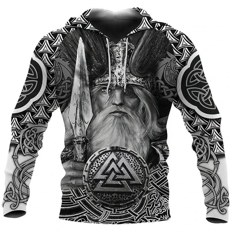 2024 Mens Hoodies Eagle Tattoo Pattern Vikings 3D Printed Fashion Casual Harajuku Hip Hop Autumn And Winter Oversized Sudaderas, Produit gaming premium Fraquane