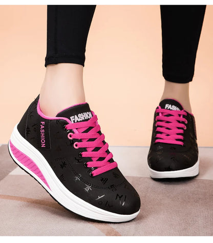 Women’s Outdoor Thick-Bottom Swinging Casual Shoes Fashion Platform Large 42 Flat-Bottom Walking Sports Shoes Walking and Running