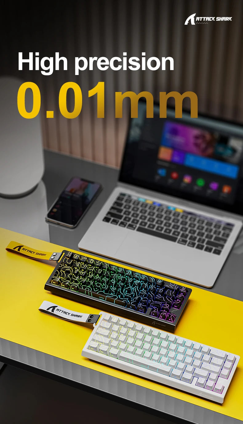 ATTACK SHARK X68 HE Rapid Trigger Magnetic Keyboard 8KHz Wired Gaming Keyboard, 60% RGB Hall Effect Keyboard with 0.01mm RT Accuracy, Snap Tap & DKS for PC/Mac