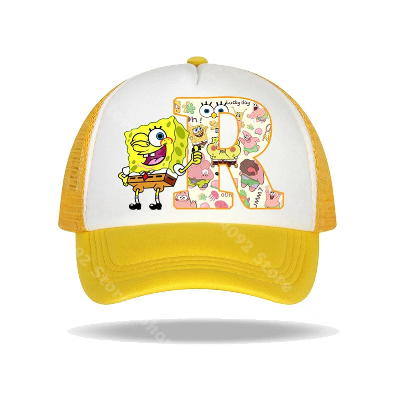 Καπέλο μπέιζμπολ SpongeBob SquarePants για παιδιά και ενήλικες με τυπωμένα γράμματα, καπέλα ηλίου, anime, καρτούν, ρυθμιζόμενα καπέλα με γείσο, καλοκαιρινό καπέλο για καθημερινή χρήση, νέο
