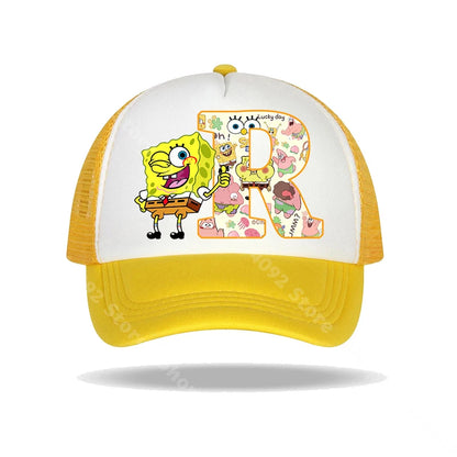 Καπέλο μπέιζμπολ SpongeBob SquarePants για παιδιά και ενήλικες με τυπωμένα γράμματα, καπέλα ηλίου, anime, καρτούν, ρυθμιζόμενα καπέλα με γείσο, καλοκαιρινό καπέλο για καθημερινή χρήση, νέο