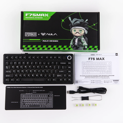 EPOMAKER X AULA F75 MAX Tastiera meccanica compatta 75% con layout ANSI, connessione cablata/Bluetooth/wireless 2.4GHz, schermo TFT e manopola