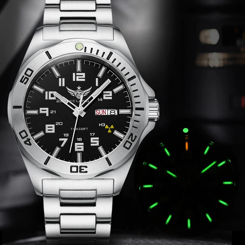 YELANG V1019 Men's Luminous Watch 44mm Mechanical Sapphire Miyota 8205 Automatic Movement 100m Waterproof Diver's Watch for Men