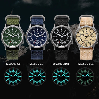 BERNY Titanium herenhorloge met kwartsmechanisme, AR-coating, saffierglas, modieus polshorloge, lichtgevend, VH31, ultradun polshorloge, waterdicht tot 5 ATM
