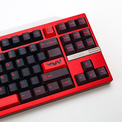 KBDiy GMK Red Dragon Keycaps PBT 143 Keys Set Retro Alice ISO Cherry Profile KeyCap For Custom DIY 60 Mechanical Keyboard Gaming