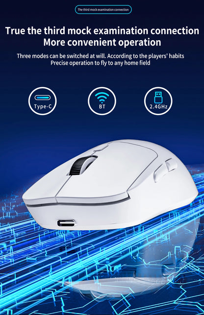 Gaming Mouse Bluetooth Mouse Rechargeable Gamer PAW3395 Lightweight Ergonomic Wireless Mouse Esport