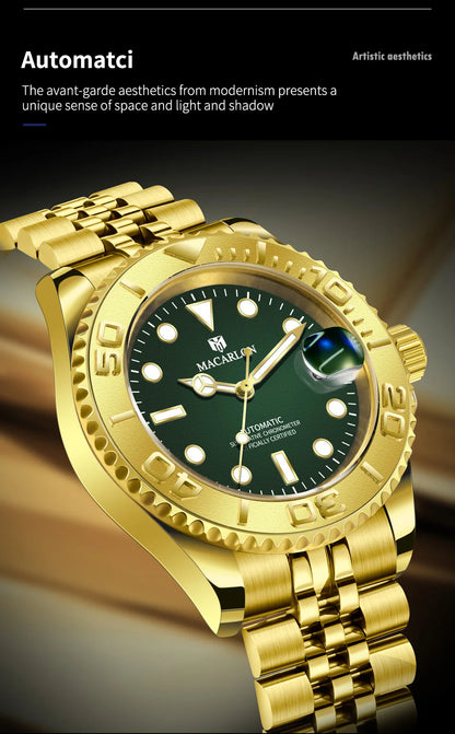 2026 MACARLON Design New Yacht series Mechanical Watch Men Carbon fiber ring mouth sapphire Stainless steel Waterproof Watch TOP
