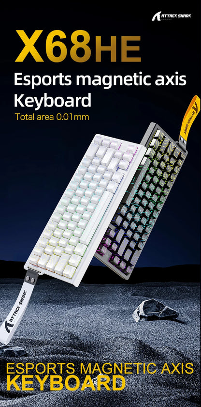 ATTACK SHARK X68 HE Rapid Trigger Magnetic Keyboard 8KHz Wired Gaming Keyboard, 60% RGB Hall Effect Keyboard with 0.01mm RT Accuracy, Snap Tap & DKS for PC/Mac