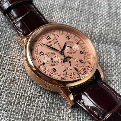 Avtomatska moška ura Multification z datumom, dnevom, mesecem in letom, mehanska moška ura iz 316L, polirano ohišje, indikator dan/noč, 42mm