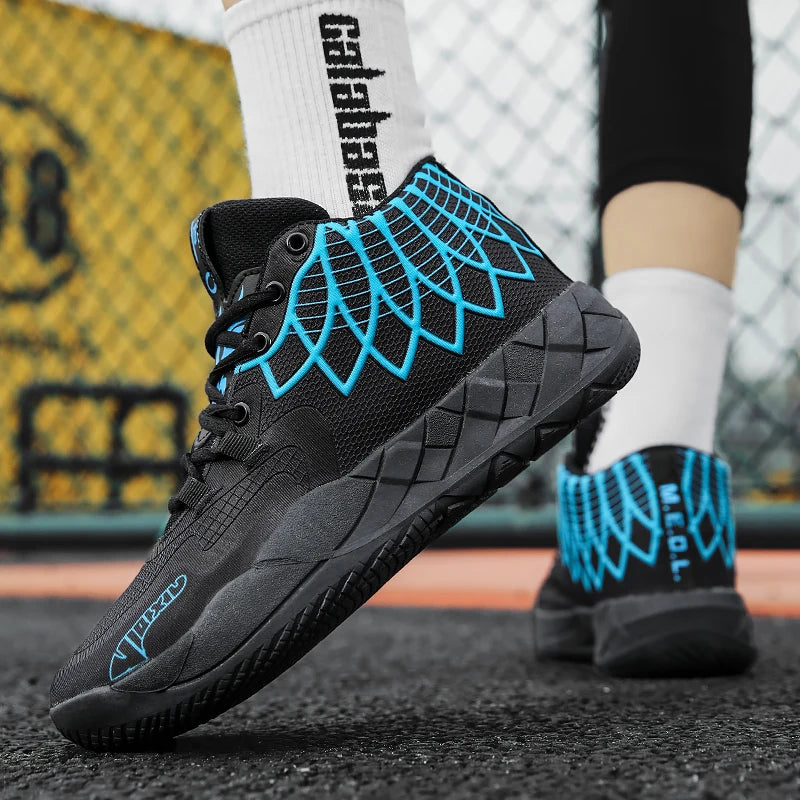 The youth actual combat basketball shoe movement outdoor comfortable cushioning wear-resisting fashion breathable high quality