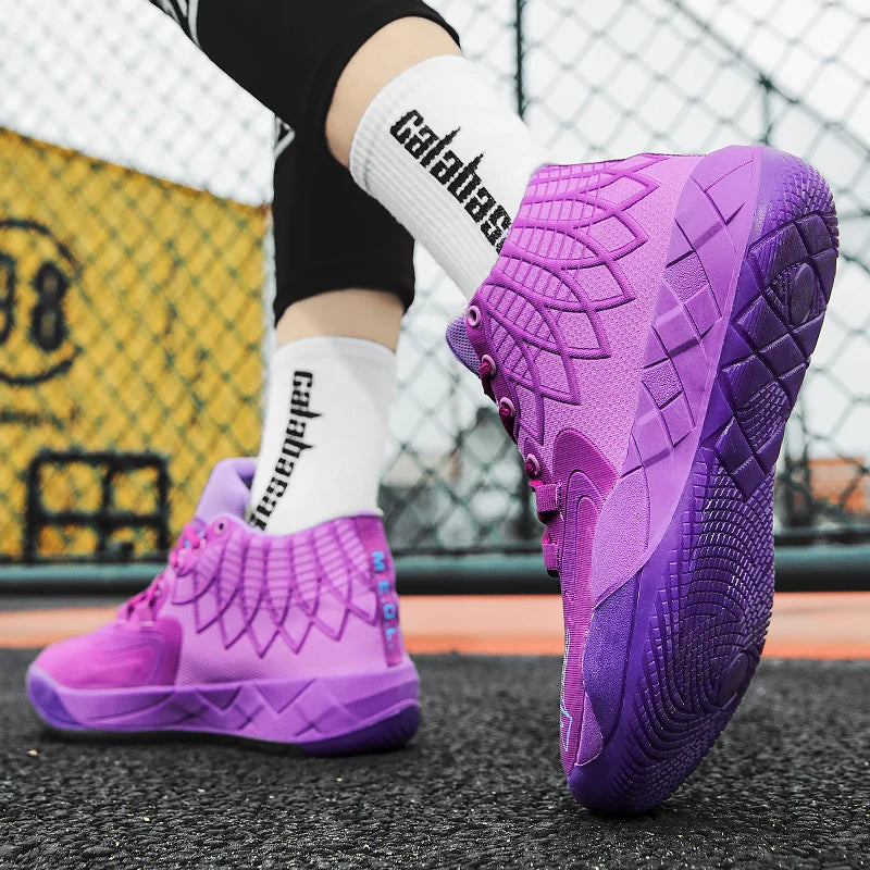 The youth actual combat basketball shoe movement outdoor comfortable cushioning wear-resisting fashion breathable high quality