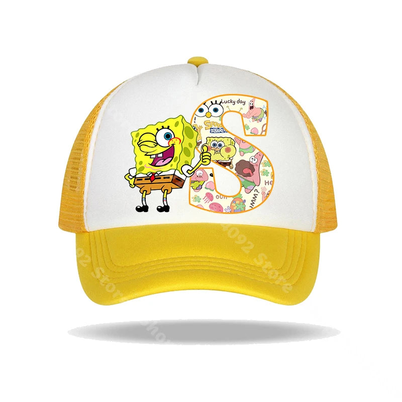 Καπέλο μπέιζμπολ SpongeBob SquarePants για παιδιά και ενήλικες με τυπωμένα γράμματα, καπέλα ηλίου, anime, καρτούν, ρυθμιζόμενα καπέλα με γείσο, καλοκαιρινό καπέλο για καθημερινή χρήση, νέο