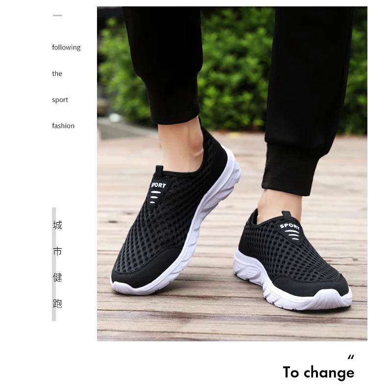YRZL Lightweight Men's Casual Shoes, Breathable Slip-On Male Casual Sneakers, Anti-Slip Men's Flats, Outdoor Walking Shoes Size 39-46