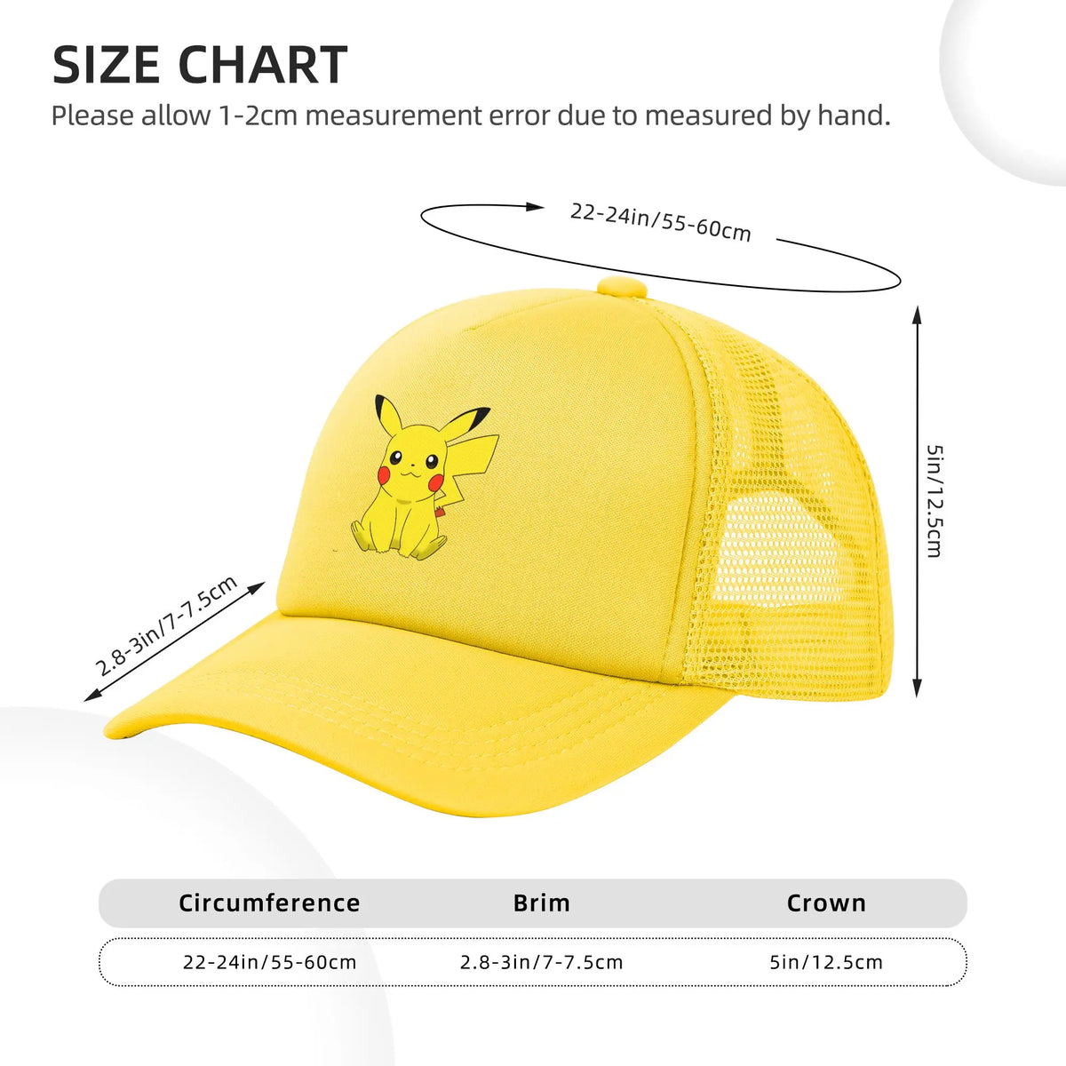 Καπέλα Trucker Pikachu Pokemoned Anime, Καπέλα Unisex, Καπέλα Trucker, Καπέλα αγώνων, Ρυθμιζόμενα καπέλα μπέιζμπολ από πολυεστέρα με πλέγμα, Καλοκαίρι