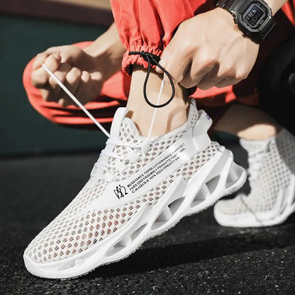 Sommer-sneakers til mænd i mesh, åndbare løbe- og tennissko til udendørs sport, Tenis Masculino, hvide casual vandresko, størrelse
