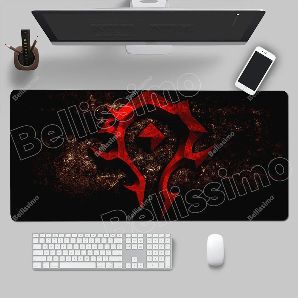 World Of Warcraft 90x40 stor spelmusmatta för spelbord, spelunderlägg för CS:GO, naturgummimatta, Grande Gamer XXL, datormusmatta