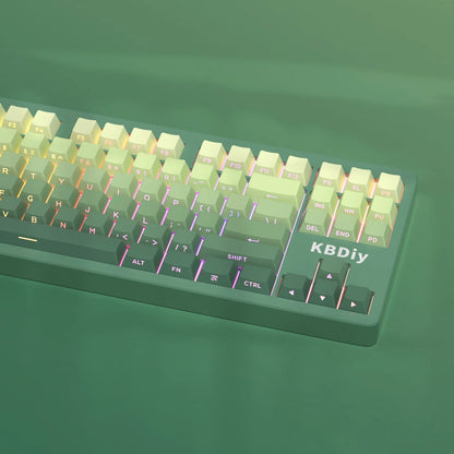 New 133 Keys Gradient Green Shine Through Keycaps Side Printed PBT Keycap Cherry Profile Double Shot for Mechanical Keyboards