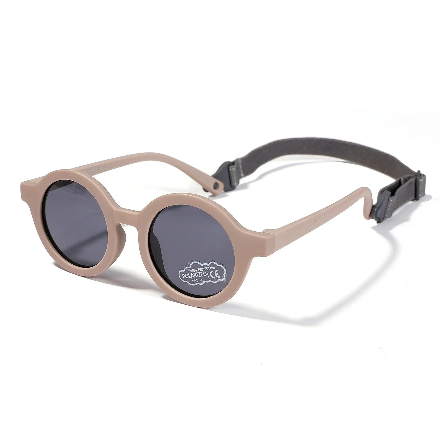 Kids Round TAC Polarized Baby Sunglasses for Toddler Boys Girls TPEE Flexible Soft Frame with Strap for Infant Age 0-3 Shades