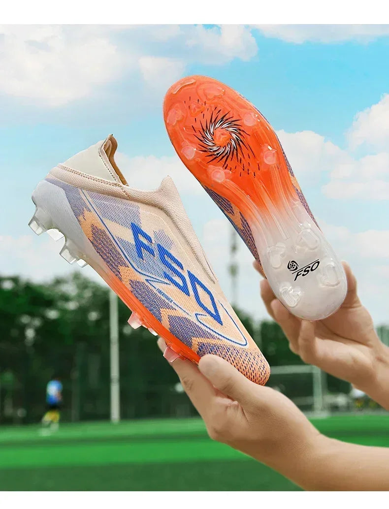 Nouvelles chaussures de football pour hommes, crampons mi-montants de haute qualité, légères, antidérapantes, pour l'extérieur et l'entraînement sur gazon, modèle très vendu