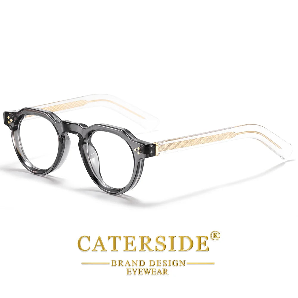 CATERSIDE Retro Round Men's Sunglasses High-Quality Thick Style Women's Outdoor Travel Business Driving Decorative Glasses UV400