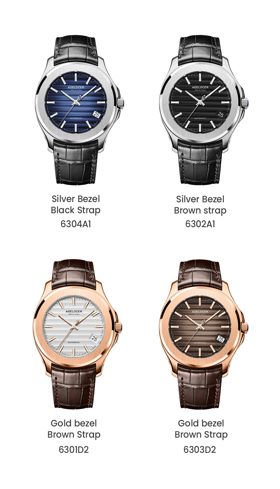 Reloj AGELOCER Original Baikal para hombre, con calendario grande, de estilo formal y de negocios, mecánico automático. Regalo de cumpleaños para hombre.