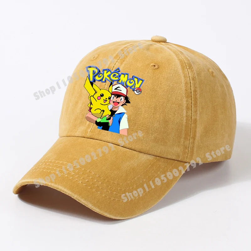 Pokemons Baseball Caps Pikachu Kawaii Anime Figures Sunshade Hats Summer Outdoor Parent Child Sunhat Trendy Duck Tongue Cap Gift