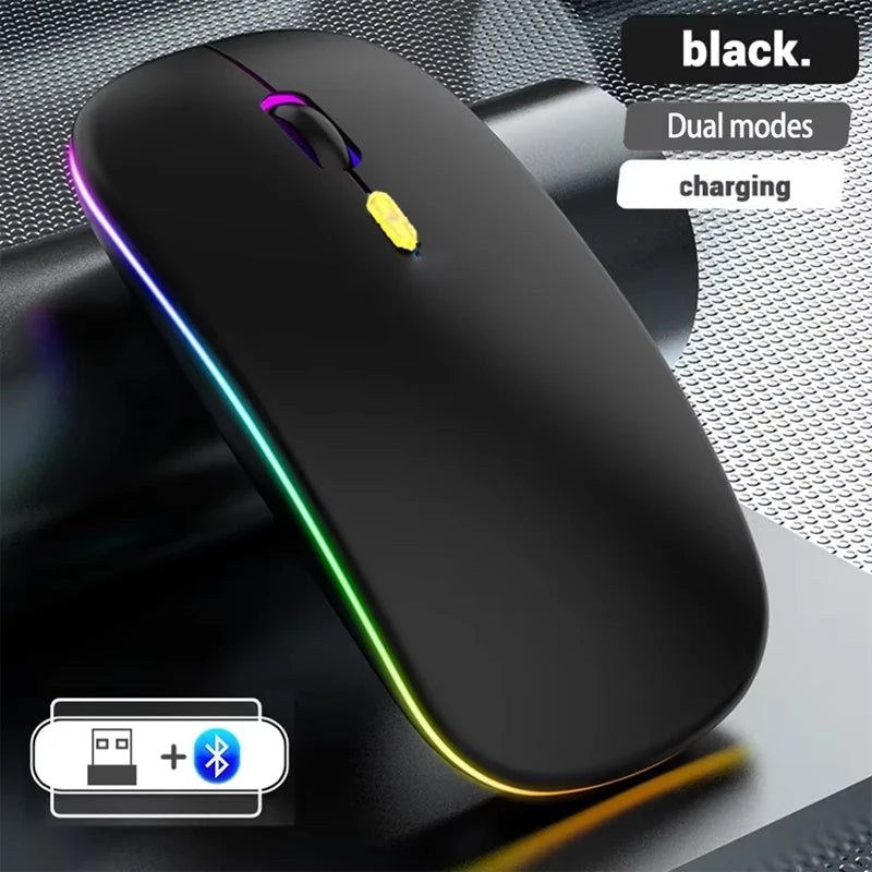 Wireless Mouse Rechargeable Dual Modes Bluetooth-compatible 2.4G USB Computer Mice For Laptop iPad Tablet Notebook Gaming Mouse