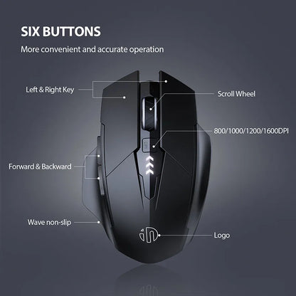 INPHIC F1 2.4G Wireless Mouse, 500mAh Ergonomic Rechargeable, Power Display, Office Home Silent Laptop Desktop Computer Universal