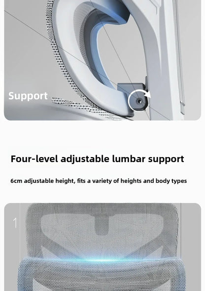 Adjustable Ergonomic Mesh Office Chair, Breathable High Back Computer Desk Chair with 6D Lumbar Support & Retractable Footrest