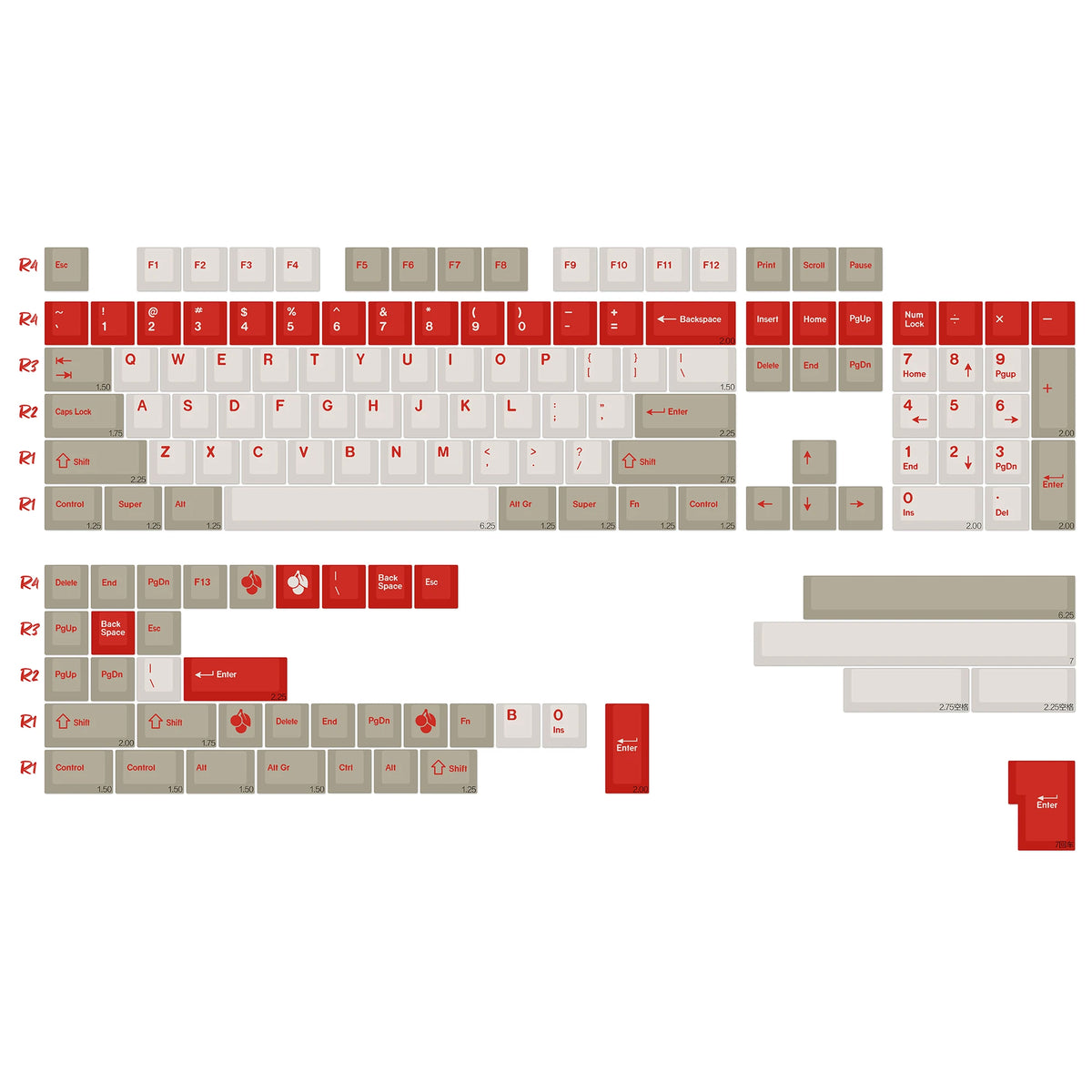 KBDiy GMK Red Dragon Keycaps PBT 143 Keys Set Retro Alice ISO Cherry Profile KeyCap For Custom DIY 60 Mechanical Keyboard Gaming