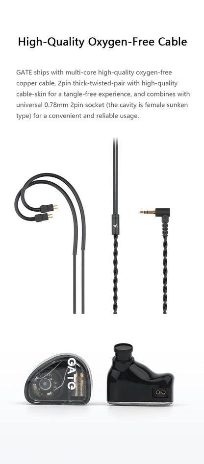 TRUTHEAR GATE Dynamic In-Ear Headphones Wired Earphones with 0.78 2-Pin Cable, HiFi Gaming Earbuds, High-Resolution Audio Monitor Earphones