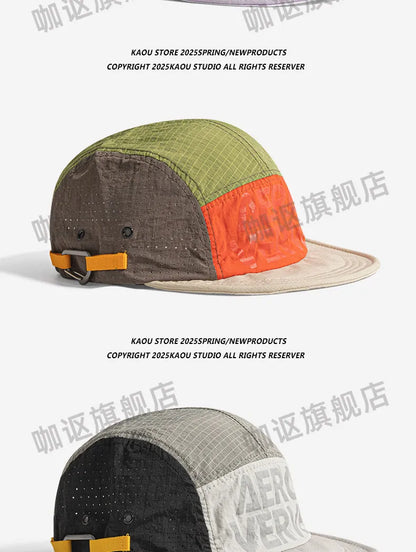 Japanese Retro Color Matching 5-panel Baseball Caps for Men Summer Outdoor Camping Leisure Sun Protection Niche Women's Hats