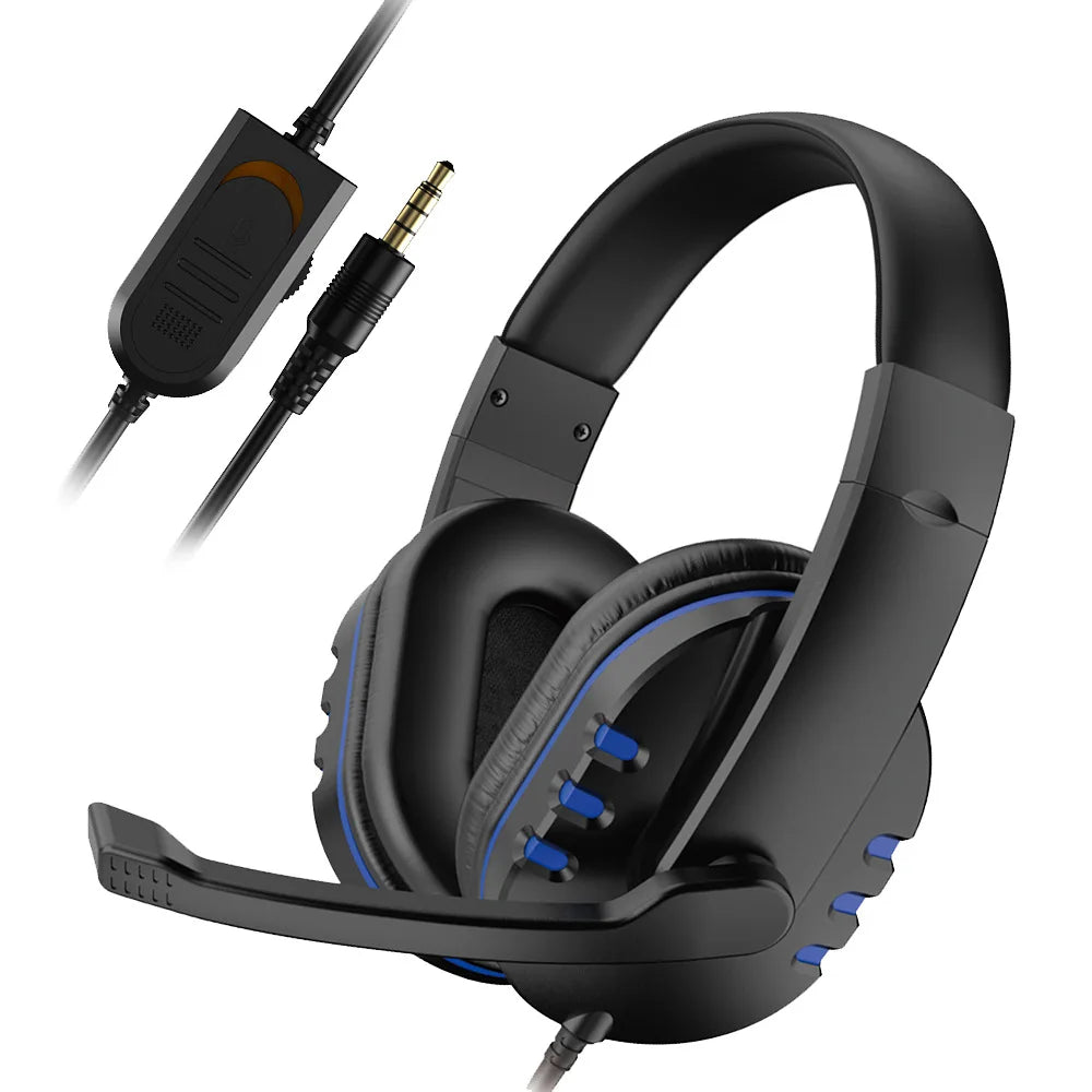 3,5 mm bedrade gamingheadset met microfoon voor PS4, pc en laptop, stereo gaminghoofdtelefoon met ruisonderdrukkende microfoon, bedrade over-ear gamingheadset