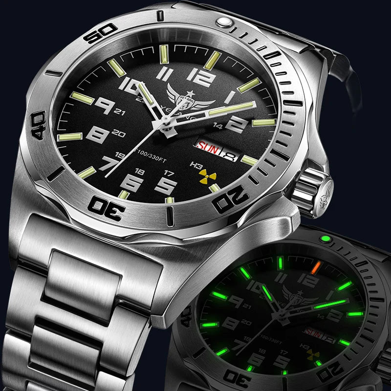 YELANG V1019 Men's Luminous Watch 44mm Mechanical Sapphire Miyota 8205 Automatic Movement 100m Waterproof Diver's Watch for Men