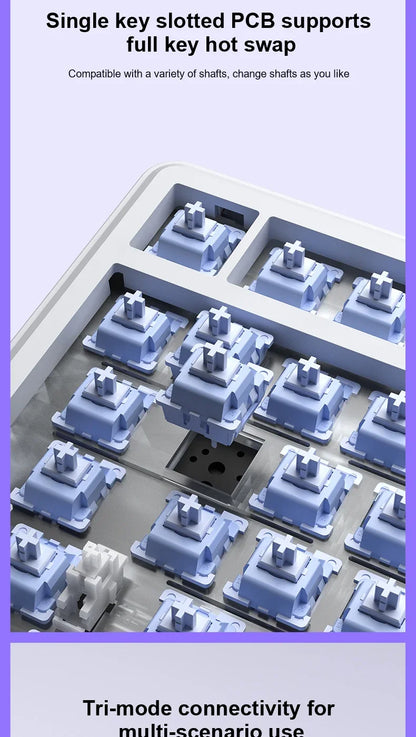 Teclado Mecânico Gaming AULA F75 MAX 2.4G Sem Fios/BT/Com Fio Hot-Swap RGB 75% 81 Teclas Teclado de Escritório com Ecrã TFT