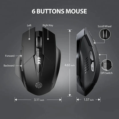 INPHIC F1 2.4G Wireless Mouse, 500mAh Ergonomic Rechargeable, Power Display, Office Home Silent Laptop Desktop Computer Universal