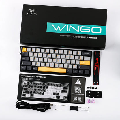 AULA WIN60 HE/WIN60 HE MAX 60% Tastiera meccanica cablata con struttura Tray-Mount hot-swap e switch magnetici Hall Effect
